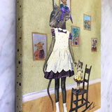 Weird Original Art, Rodent with Doll Mixed Media Painting, Strange and Unusual Collage, Kitschy Cute Vintage Inspired Decor, Kitsch Retro
