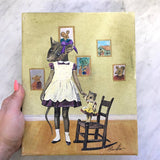Weird Original Art, Rodent with Doll Mixed Media Painting, Strange and Unusual Collage, Kitschy Cute Vintage Inspired Decor, Kitsch Retro
