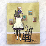 Weird Original Art, Rodent with Doll Mixed Media Painting, Strange and Unusual Collage, Kitschy Cute Vintage Inspired Decor, Kitsch Retro