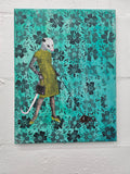 Possum Painting, Original Animal Gift, Collage Wall Art, Mixed Media Animal Art, Vintage Painting, Weird Art on Canvas, Marsupial Funny Tick