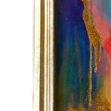 Glitter Abstract Painting, Colorful Mountain Landscape Cave Inspired Mixed Media Art, Collage Wall Painting, Original Acrylic Wall Art