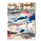 Clouds Abstract Art, Mountain Landscape Cave Inspired Colorful Mixed Media Art, Collage Wall Painting, Original Acrylic Wall Art