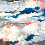 Clouds Abstract Art, Mountain Landscape Cave Inspired Colorful Mixed Media Art, Collage Wall Painting, Original Acrylic Wall Art