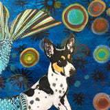 Mermaid Dog Painting, Mermaid Painting, Original Mixed Media Weird Dog Mermaid Art Collage on Canvas 8x10" Dog Memorial Rat Terrier Wall Art
