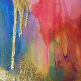 Glitter Abstract Painting, Colorful Mountain Landscape Cave Inspired Mixed Media Art, Collage Wall Painting, Original Acrylic Wall Art