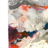 Clouds Abstract Art, Mountain Landscape Cave Inspired Colorful Mixed Media Art, Collage Wall Painting, Original Acrylic Wall Art
