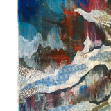 Clouds Abstract Art, Mountain Landscape Cave Inspired Colorful Mixed Media Art, Collage Wall Painting, Original Acrylic Wall Art Red