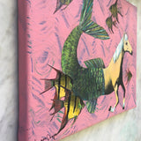 Weird Horse Art - Original Horse Mermaid Art - 8x10" Collage Painting By Pergamo Paper Goods