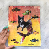 Mermaid Chihuahua Art Print - Art for Chihuahua Owners and Dog Lovers by Pergamo Paper Goods. Vintage Inspired Collage Art for Animal Lovers