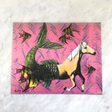 Mermaid Horse Art Print - Art for Mermaid Lovers and Horse Owners by Pergamo Paper Goods. Vintage Inspired Collage Art for Animal Lovers www.pergamopapergoods.com