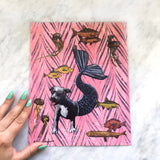 Mermaid Pit Bull Art Print - Art for Pibble Lovers and Pit Bull Owners by Pergamo Paper Goods, Vintage Inspired Collage Art for Animal Lovers