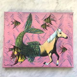 Weird Horse Art - Original Horse Mermaid Art - 8x10" Collage Painting By Pergamo Paper Goods
