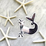 Capricorn Sticker - Goat Mermaid Laptop Stickers for Animal Lovers By Pergamo Paper Goods. Vintage Inspired Collage Art for Animal Lovers.
