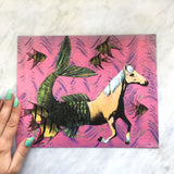 Mermaid Horse Art Print - Art for Mermaid Lovers and Horse Owners by Pergamo Paper Goods. Vintage Inspired Collage Art for Animal Lovers www.pergamopapergoods.com