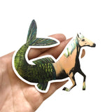 Horse Mermaid Vinyl Stickers for Animal Lovers and Horse Lovers By Pergamo Paper Goods. Vintage Inspired Collage Art for Animal Lovers.