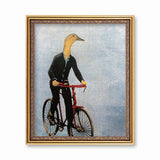 Awesome Dressed Up Animals - Bike Duck Art Print - Retro Animal Art by Pergamo Paper Goods