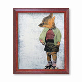 Retro Art for Skating Lovers - Vintage Roller Skate Fox Art Print by Pergamo Paper Goods
