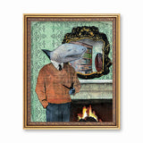 Vintage Inspired Art for Animal Lovers - Dapper Shark Man Art Print by Pergamo Paper Goods