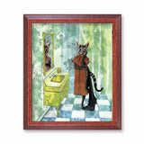 Bathroom Cat Art Print - Bathroom Art for Cat Lovers - Weird Cat Art by Pergamo Paper Goods