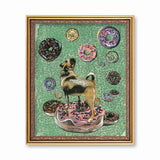 Weird Wall Art for Pug Lovers - Mixed Media - Donut Pug Art Print by Pergamo Paper Goods