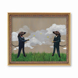Funny Mixed Media Art for Dog Lovers - Dapper Dachshunds Art Print by Pergamo Paper Goods
