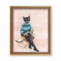 Gifts for Cat Lovers - Vintage Beer Cat Art Print - Funny Cat Gifts by Pergamo Paper Goods