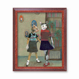 Lesbian Art for Animal Lovers - Vintage Cat Art Print Illustration by Pergamo Paper Goods