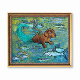 Weird Art for Dachshund Owners - Mermaid Dachshund Art Print by Pergamo Paper Goods