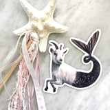 Capricorn Sticker - Goat Mermaid Laptop Stickers for Animal Lovers By Pergamo Paper Goods. Vintage Inspired Collage Art for Animal Lovers.