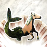 Horse Mermaid Vinyl Stickers for Animal Lovers and Horse Lovers By Pergamo Paper Goods. Vintage Inspired Collage Art for Animal Lovers.
