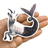 Capricorn Sticker - Goat Mermaid Laptop Stickers for Animal Lovers By Pergamo Paper Goods. Vintage Inspired Collage Art for Animal Lovers.