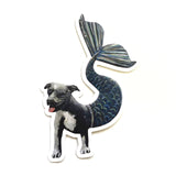 Pit Bull Mermaid Vinyl Sticker - Pit Bull Stickers for Dog Lovers! By Pergamo Paper Goods- Vintage inspired collage art for animal lovers