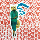 Cannabis Cat Vinyl Sticker - Cool Cat Stickers for Weed Smokers - 420 Art by Pergamo Paper Goods. Vintage Inspired collage art for animal lovers.