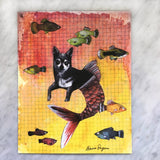 Mermaid Chihuahua Art Print - Art for Chihuahua Owners and Dog Lovers by Pergamo Paper Goods. Vintage Inspired Collage Art for Animal Lovers