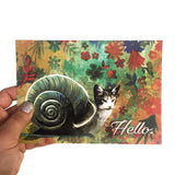 Snail Cat "Hello" Card