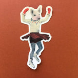 Ice Skate Pig Vinyl Sticker