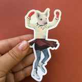 Ice Skate Pig Vinyl Sticker