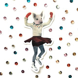 Ice Skate Pig Vinyl Sticker