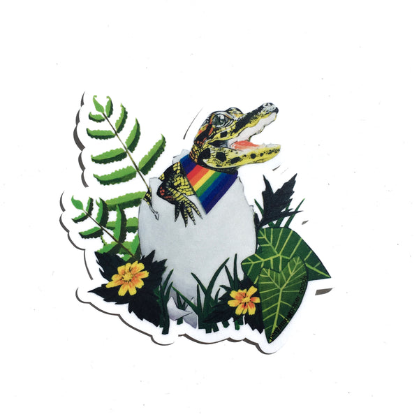 Gay Pride Alligator Vinyl Sticker - LGBTQ Stickers for Animal Lovers - Pergamo Paper Goods - Vintage Inspired Collage Art for Animal Lovers