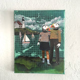 Puffins 8x10" Collage Painting