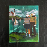 Puffins 8x10" Collage Painting