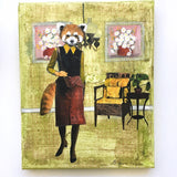 Original Animal Illustration - Red Panda Art -  8x10" Collage Painting By Gianna Pergamo (Pergamo Paper Goods)