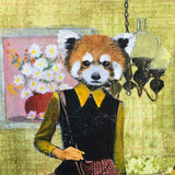Original Animal Illustration - Red Panda Art -  8x10" Collage Painting By Gianna Pergamo (Pergamo Paper Goods)