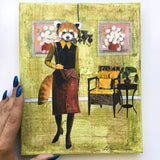 Original Animal Illustration - Red Panda Art -  8x10" Collage Painting By Gianna Pergamo (Pergamo Paper Goods)