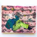 Retro Pig 8x10" Collage Painting