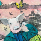 Retro Pig 8x10" Collage Painting