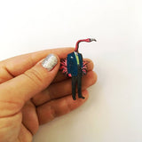 Handmade Retro Florida Gifts and Art - Flamingo Wood Lapel Pin www.pergamopapergoods.com