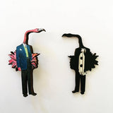 Handmade Retro Florida Gifts and Art - Flamingo Wood Lapel Pin www.pergamopapergoods.com