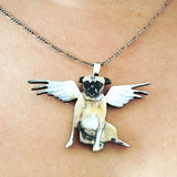 Illustrated Handmade Jewelry Gifts for Pug Lovers - Angel Pug Necklace www.pergamopapergoods.com