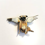 Handmade Gifts for Pug and Dog Lovers - Angel Pug Wood Lapel Pin www.pergamopapergoods.com